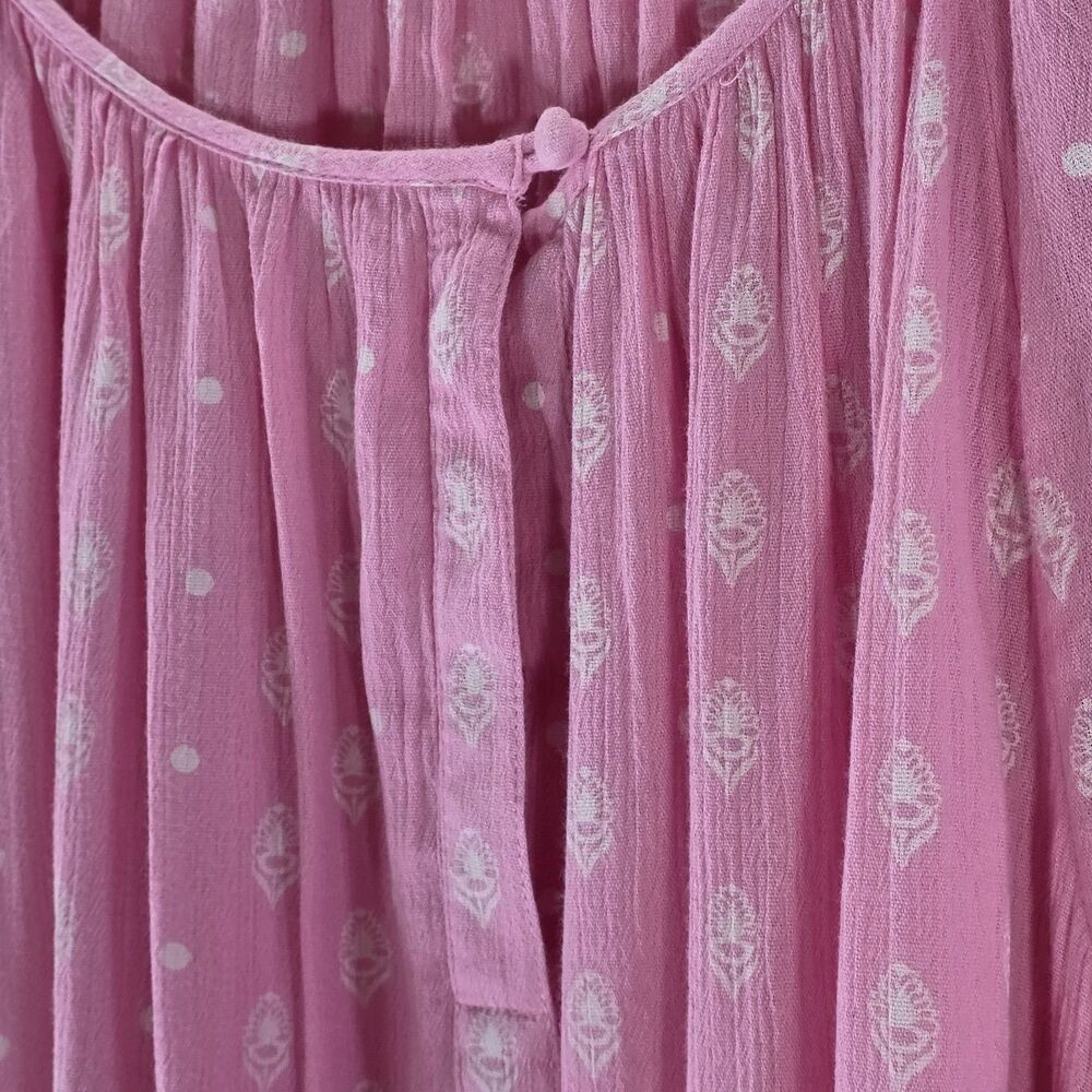 Crown & Ivy Pink Peasant Blouse Top XL Boho Floral Dot 3/4 Sleeve Gauze Barbieco - Picture 11 of 11